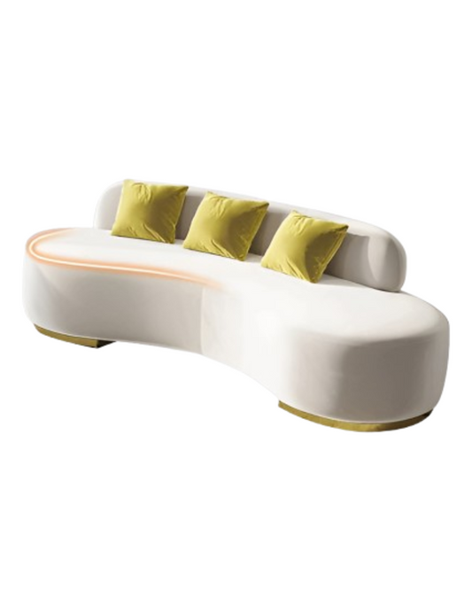 Rog curve Sofa, Beige color with Gold