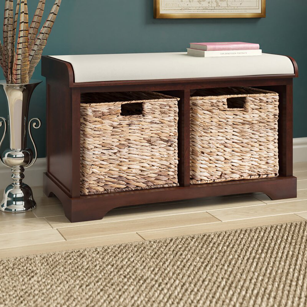 Cherry Basket 2-Drawer Storage Bench