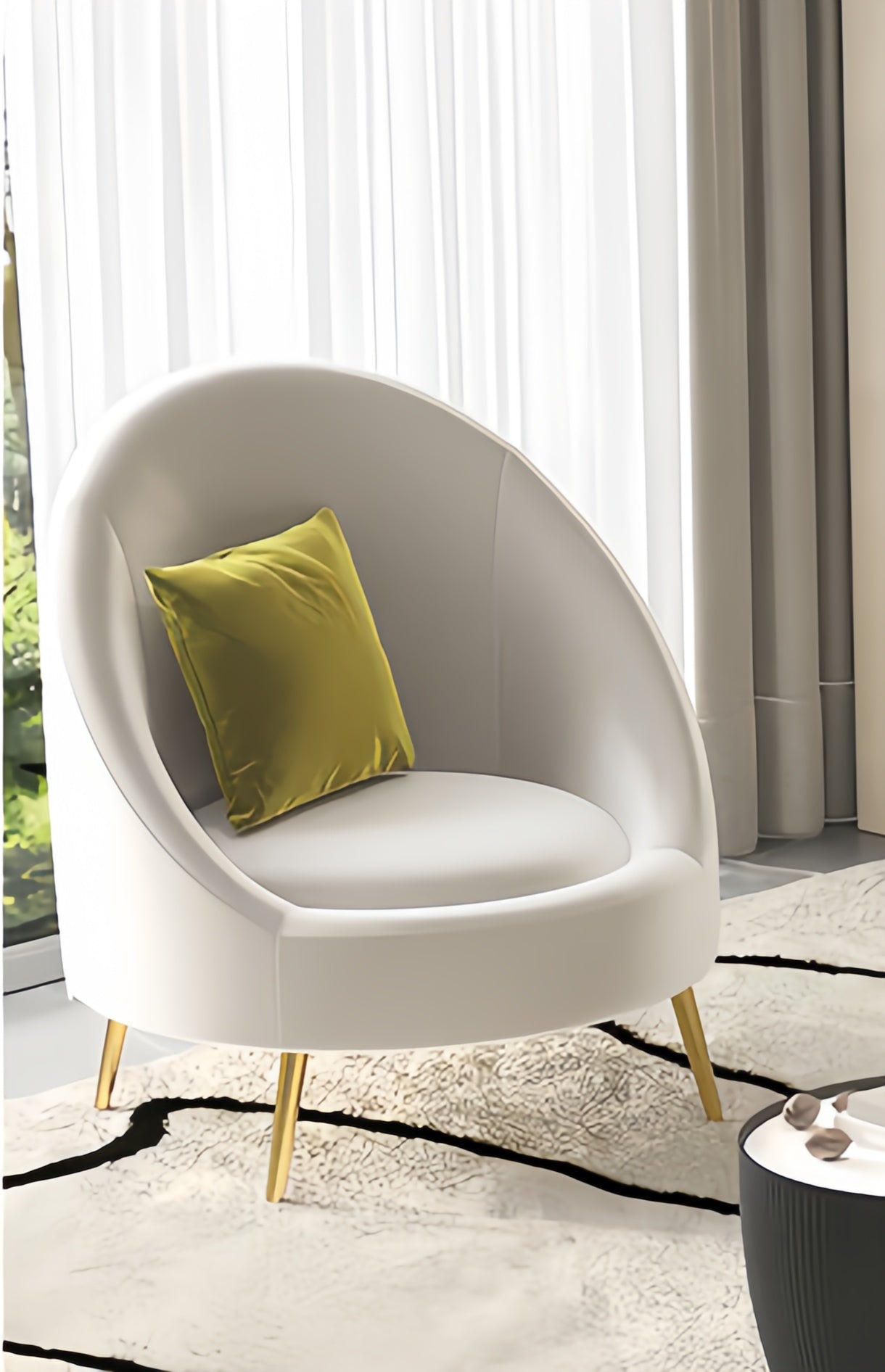 Rog arm chair, Beige color with Gold