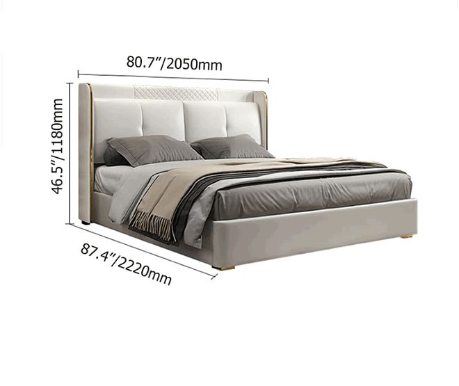 Garda Bed, Light Grey and off White