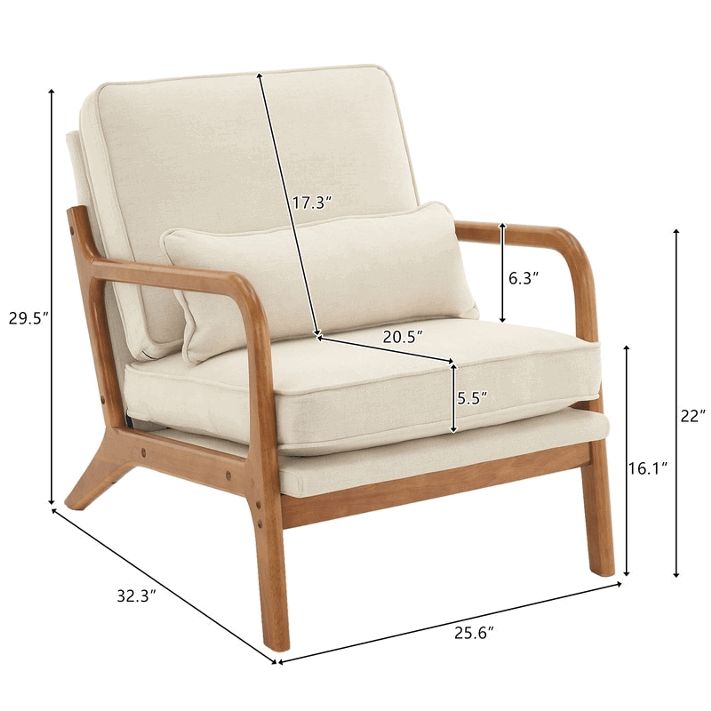 Belle Armchair, light Beige and OAK Wood