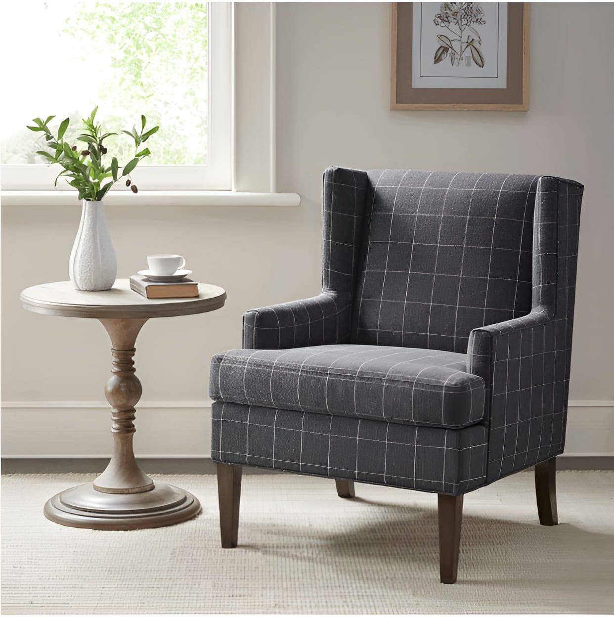 Dayton Armchair, Black and Grey Line color