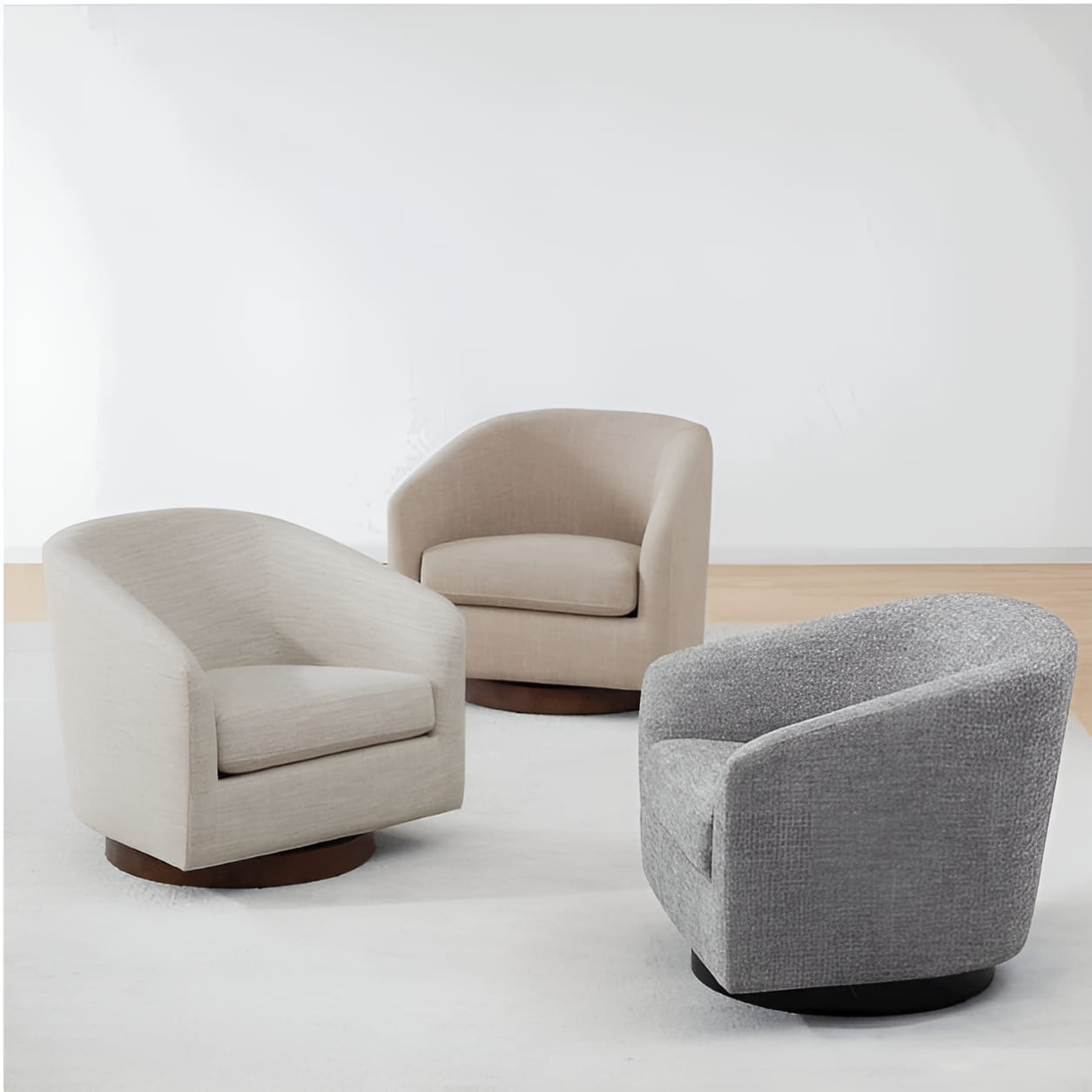 Ovalle Swivel Chair, Light Grey